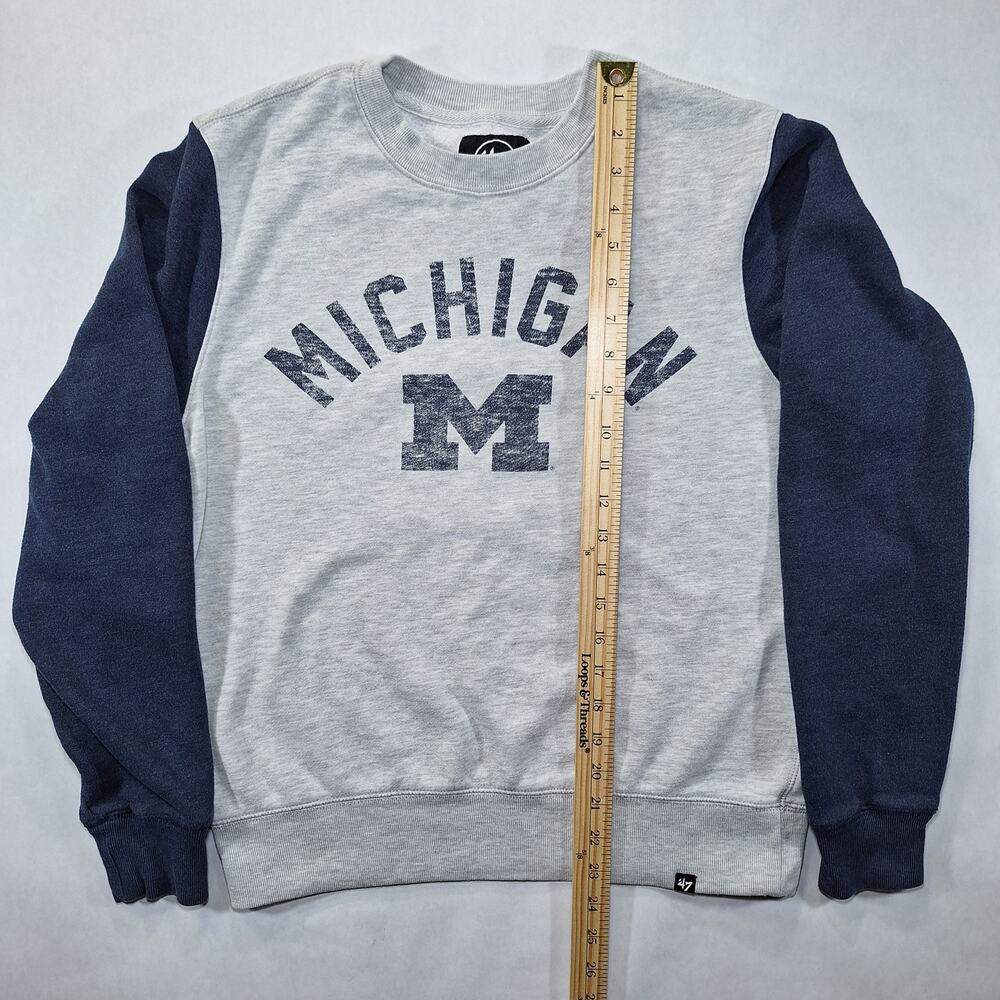 '47 Men's Small Michigan Wolverines Grey Fells Boulevard Crew Neck Sweatshirt - Picture 9 of 13